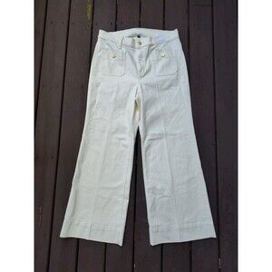 J.Crew Womens Wide Leg Denim Trouser Size 34 White HIgh Rise BM338 NWT